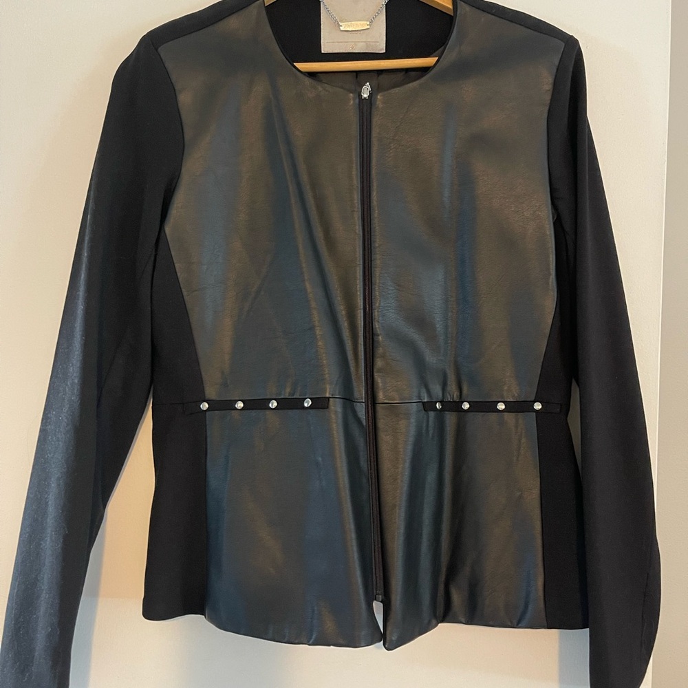Women’s black jacket with faux leather